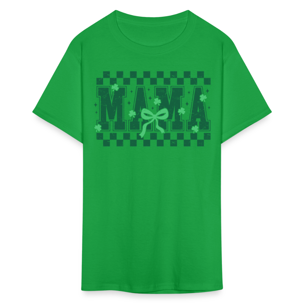 Distressed Lucky Mama Clover St. Patrick's Day Gift Tee - bright green