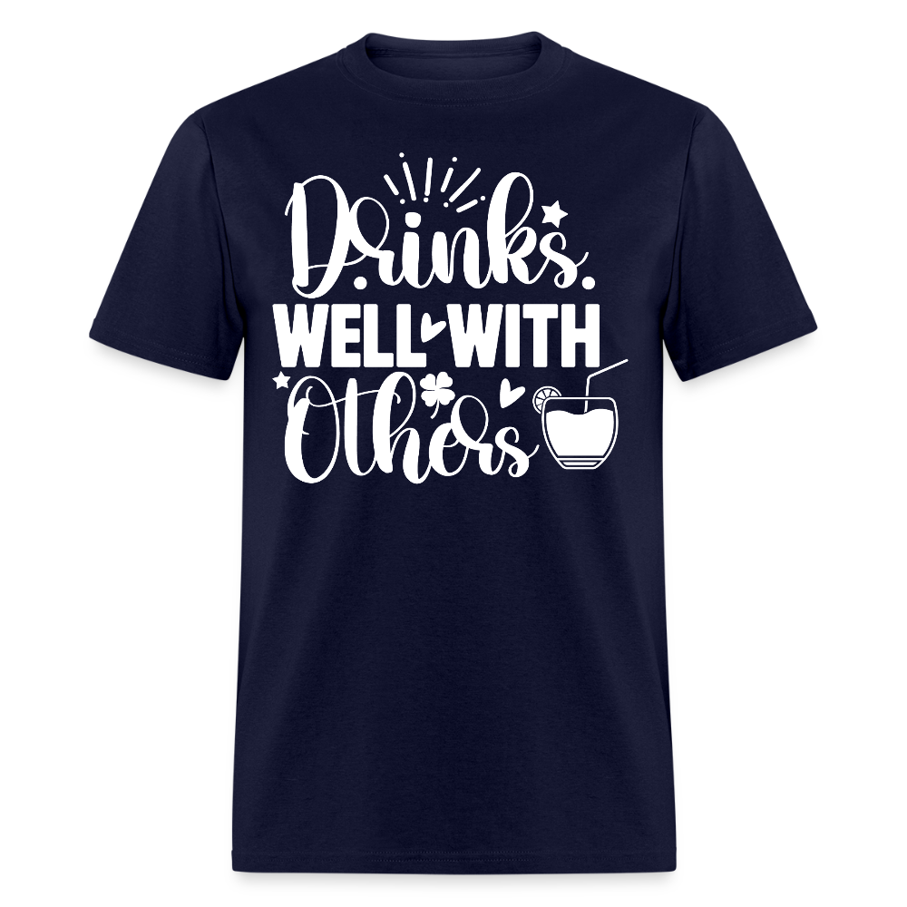 Drinks Well with Others St. Patrick’s Day Drinking Shirt - navy