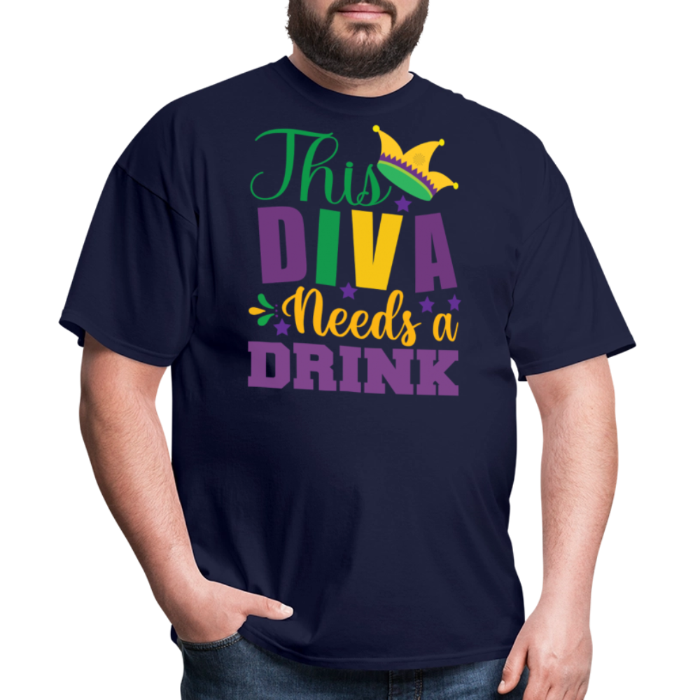Mardi Gras Diva Drinking Shirt For Women Funny New Orleans T-shirt - navy