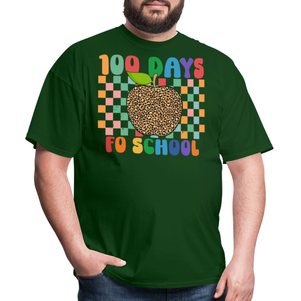 Leopard Print 100 Days of School Shirt Teacher Gifts Unisex T-shirt - forest green