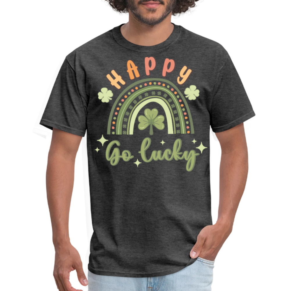 St Patrick’s Day Lucky Charm Tee Irish Shamrock Rainbow T-shirt - heather black