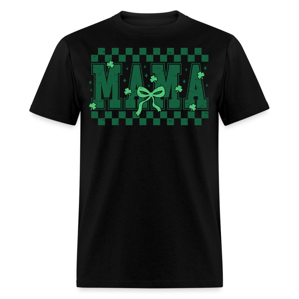 Distressed Lucky Mama Clover St. Patrick's Day Gift Tee - black