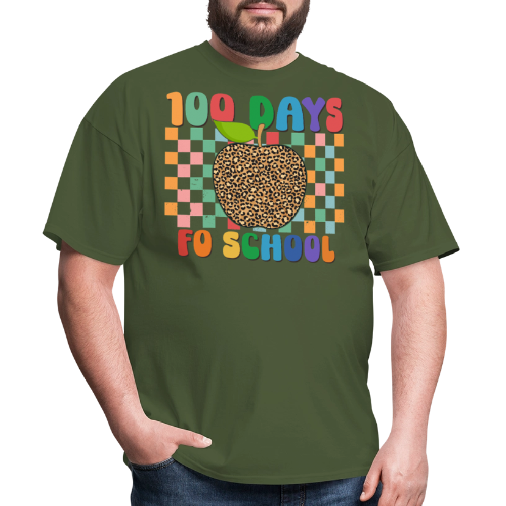 Leopard Print 100 Days of School Shirt Teacher Gifts Unisex T-shirt - military green