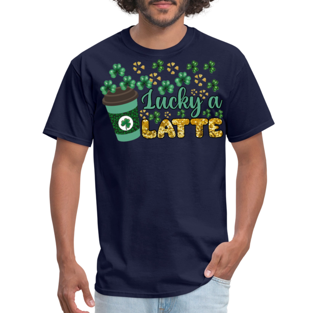 St Patrick’s Day Coffee Lucky A Latte T-shirt - navy