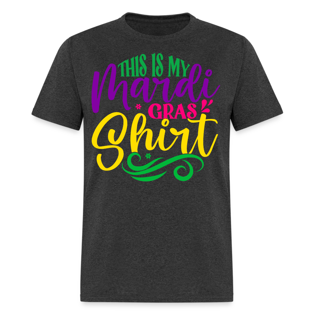 Colorful Mardi Gras T-shirt for Fat Tuesday - heather black