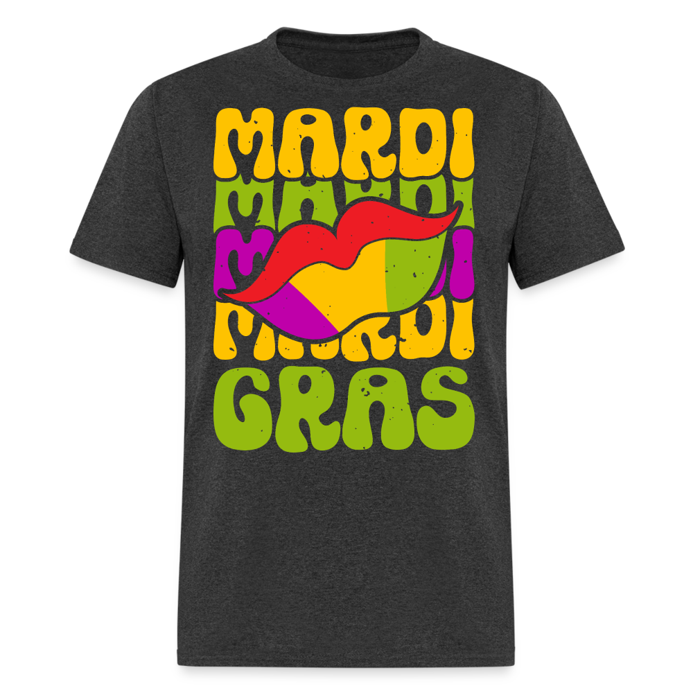 New Orleans Carnival Funny Mardi Gras Lips T-shirt - heather black