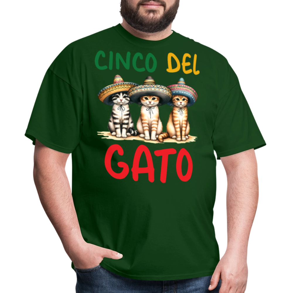 Cinco De Mayo Kitten Graphic Tee Funny Fiesta Cat T-shirt - forest green