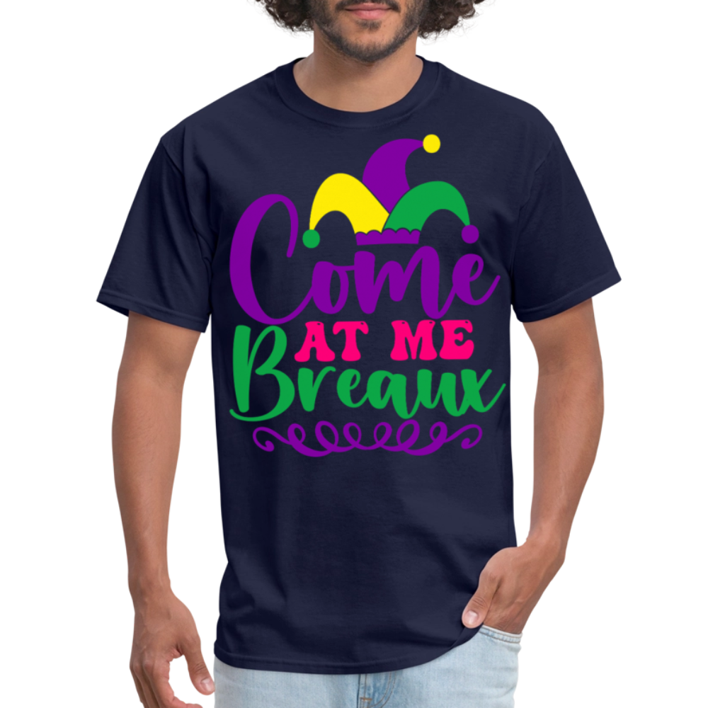 Mardi Gras Jester Hat Tee Come at me Breaux T-shirt - navy