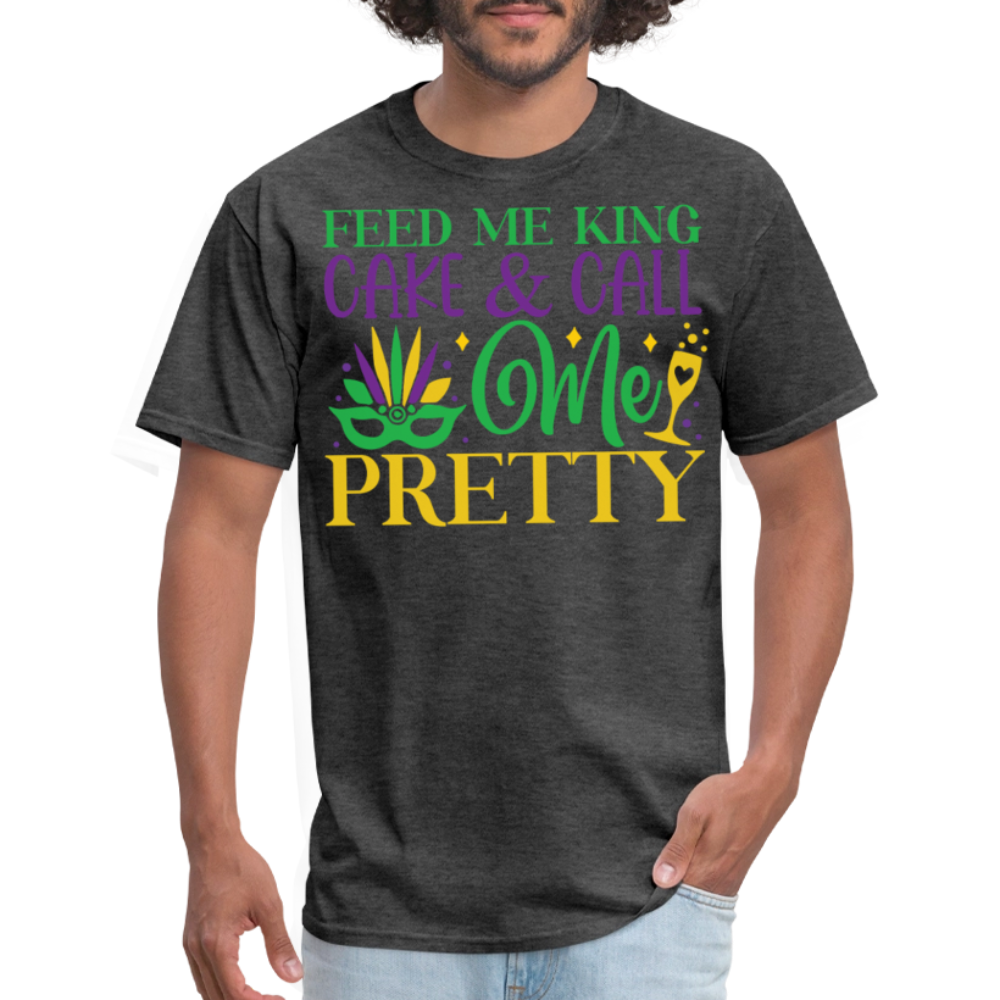 New Orleans Mardi Gras Tee Feed Me King Cake And Call Me Pretty T-shirt - heather black