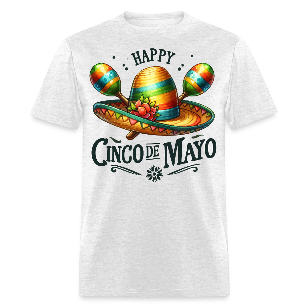 Colorful Sombrero And Maracas Festival Tee Cinco de MayoT-shirt - light heather gray