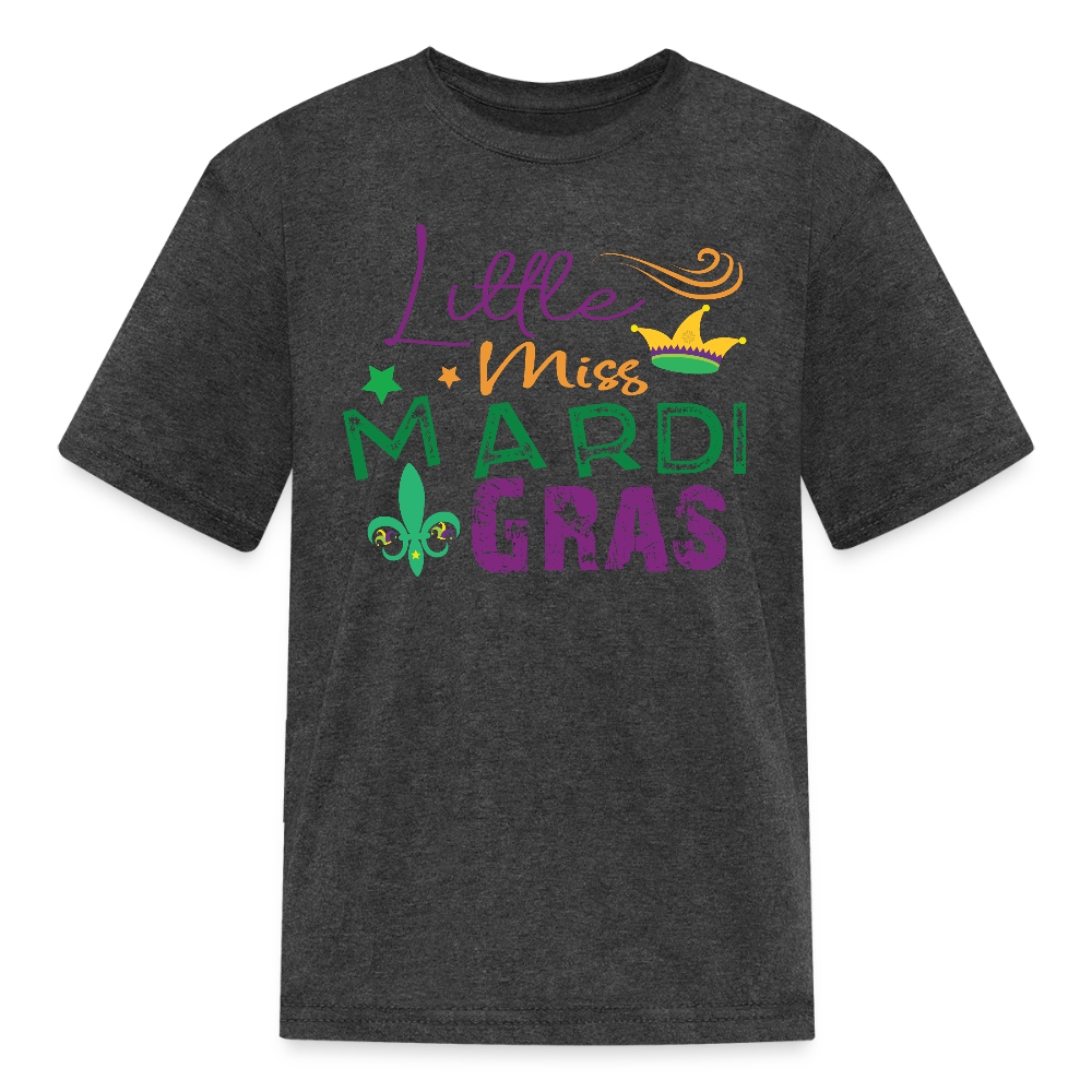 Mardi Gras Shirt For Kids Little Miss Mardi Gras T-shirt - heather black