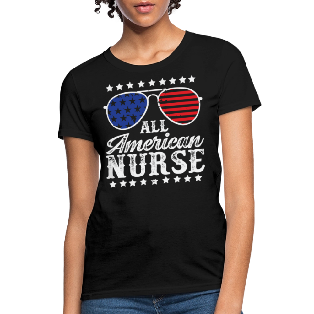 All American Nurse Tee Patriotic Nurses Gift T-Shirt - black