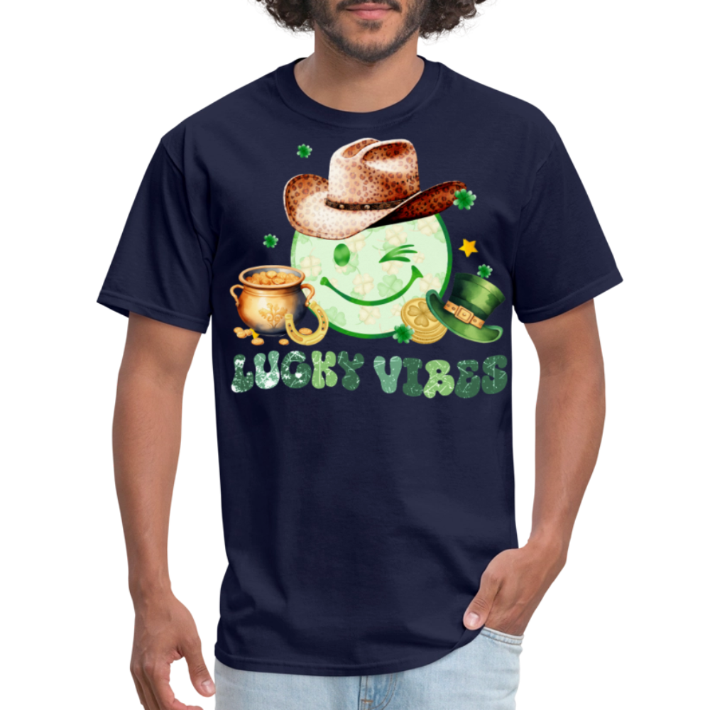 Lucky Vibes Western-style Irish T-shirt - navy