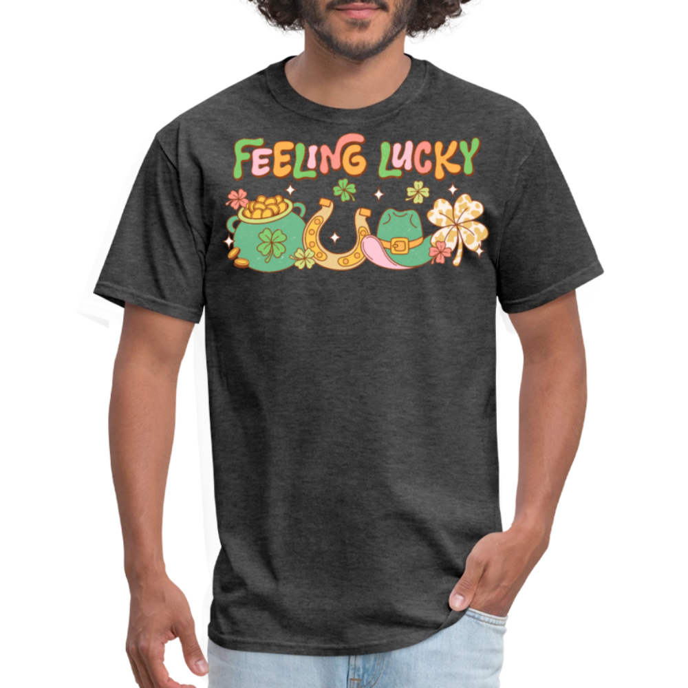 Feeling Lucky Shamrock-themed Party T-shirt - heather black