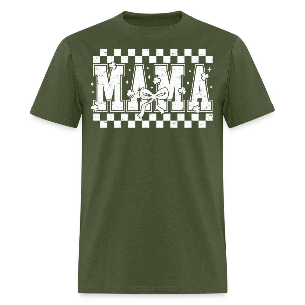 Distressed Mama Clover St. Patrick's Day Gift Tee - military green