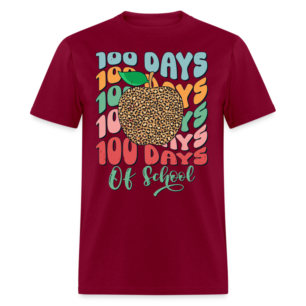 Leopard print 100 Days Of School Teacher Appreciation Gifts T-shirt - burgundy