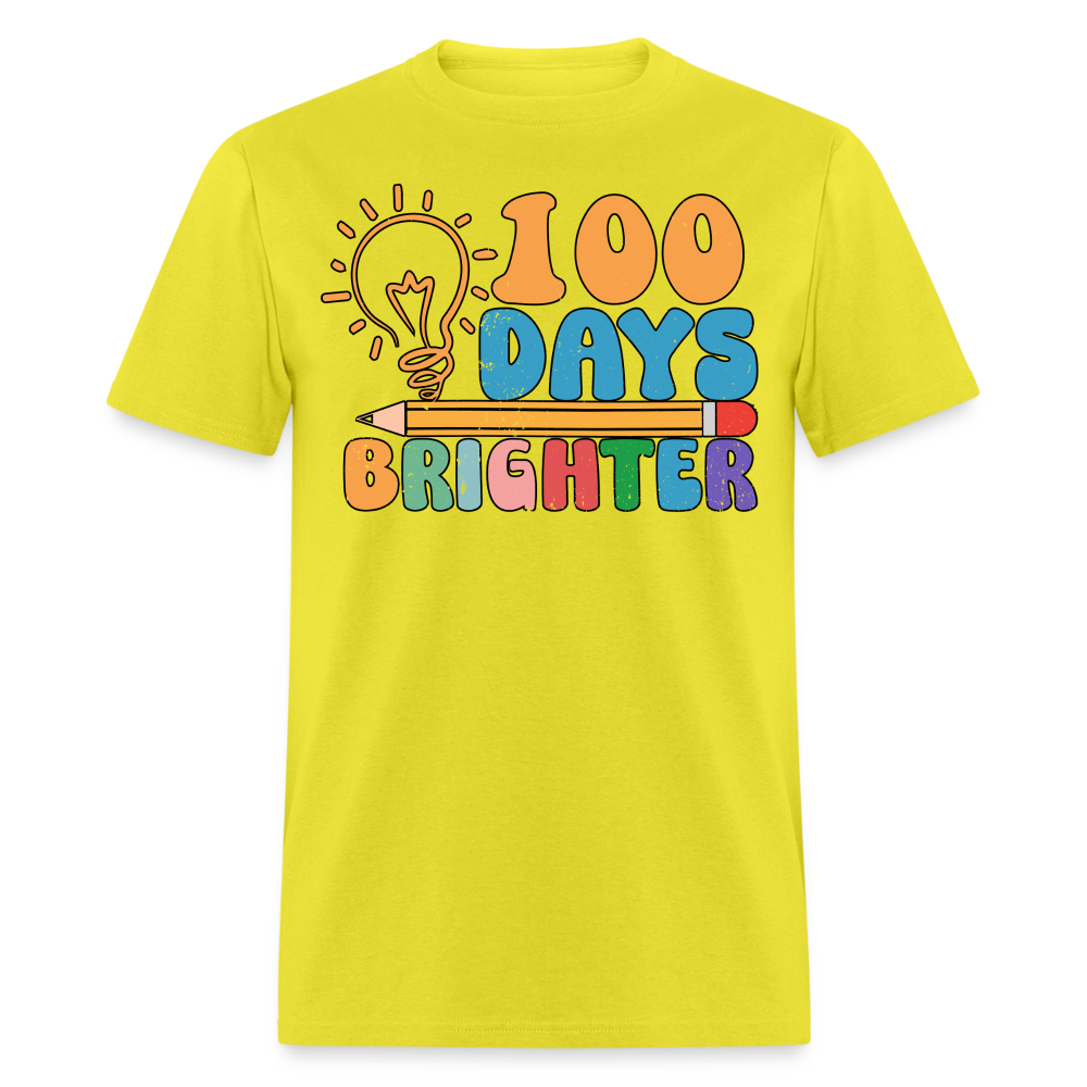 100 Days Brighter Shirt for Teachers Fun School Milestone T-Shirt - yellow