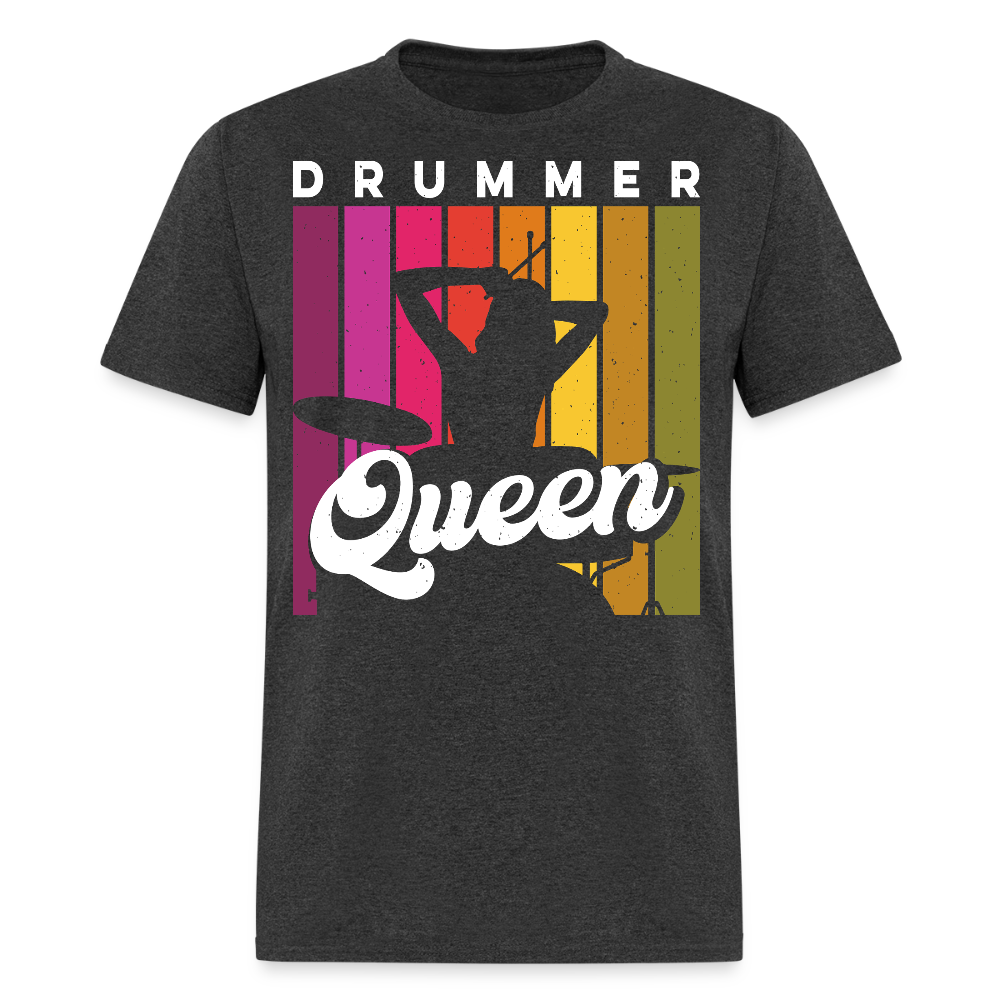 Retro Drummer Queen T-shirt - heather black