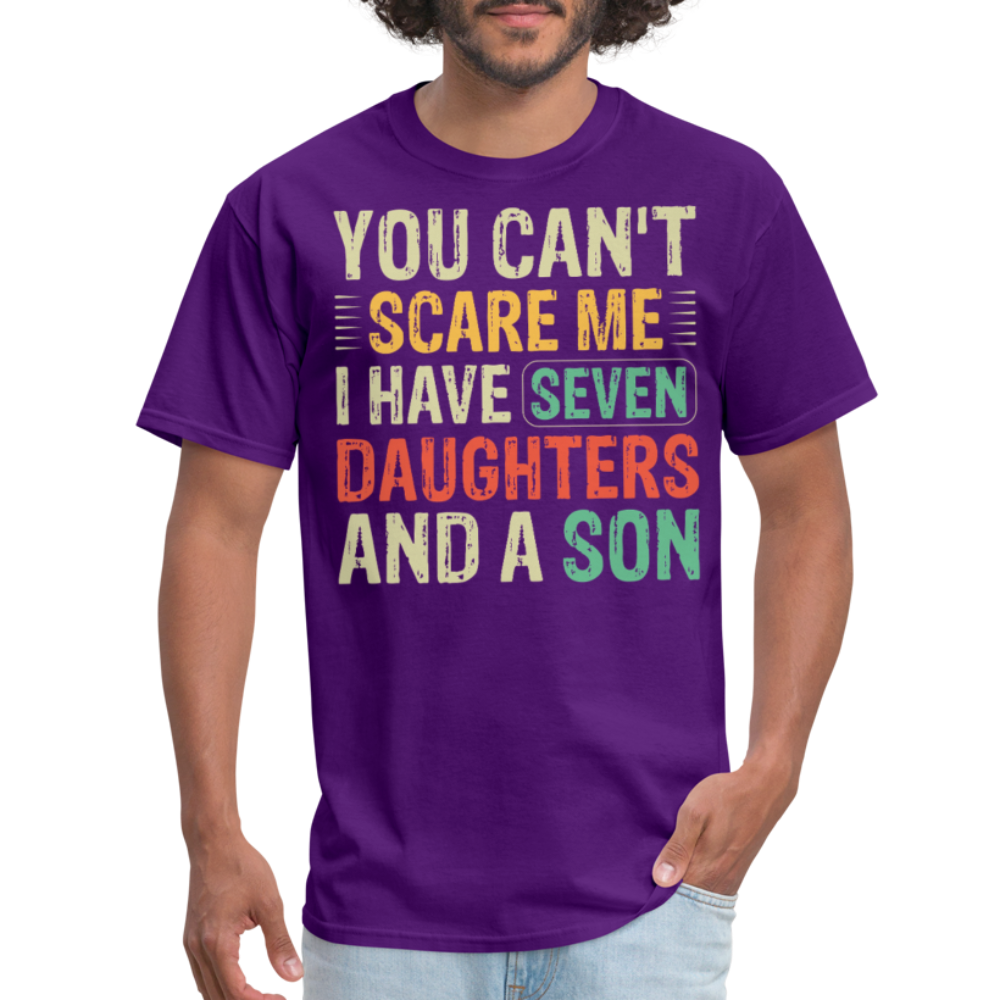 Funny Shirts For Dads With Big Families Seven Daughters and a Son T-Shirt - purple