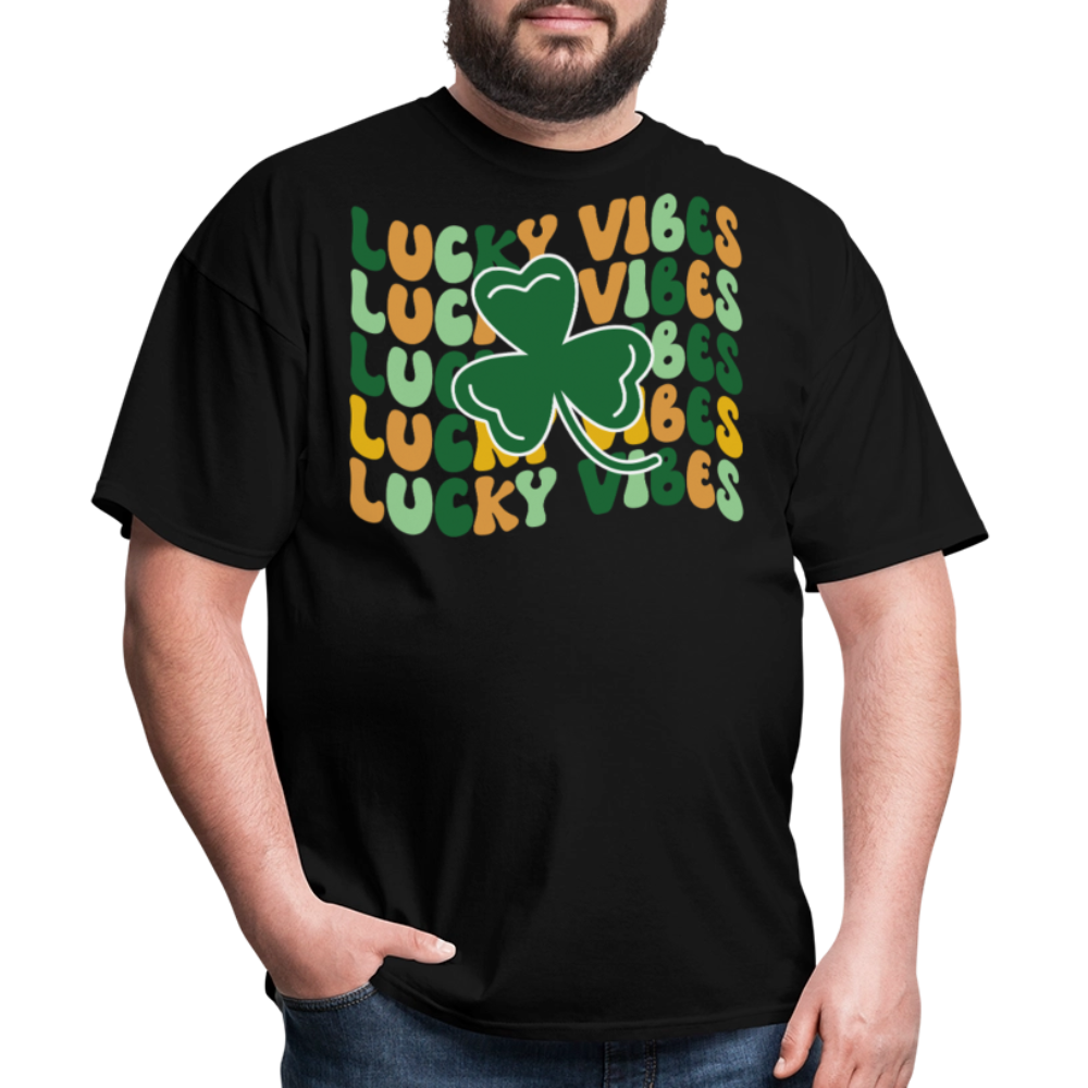 Retro Shamrock St Patrick’s Day Lucky Vibes T-shirt - black