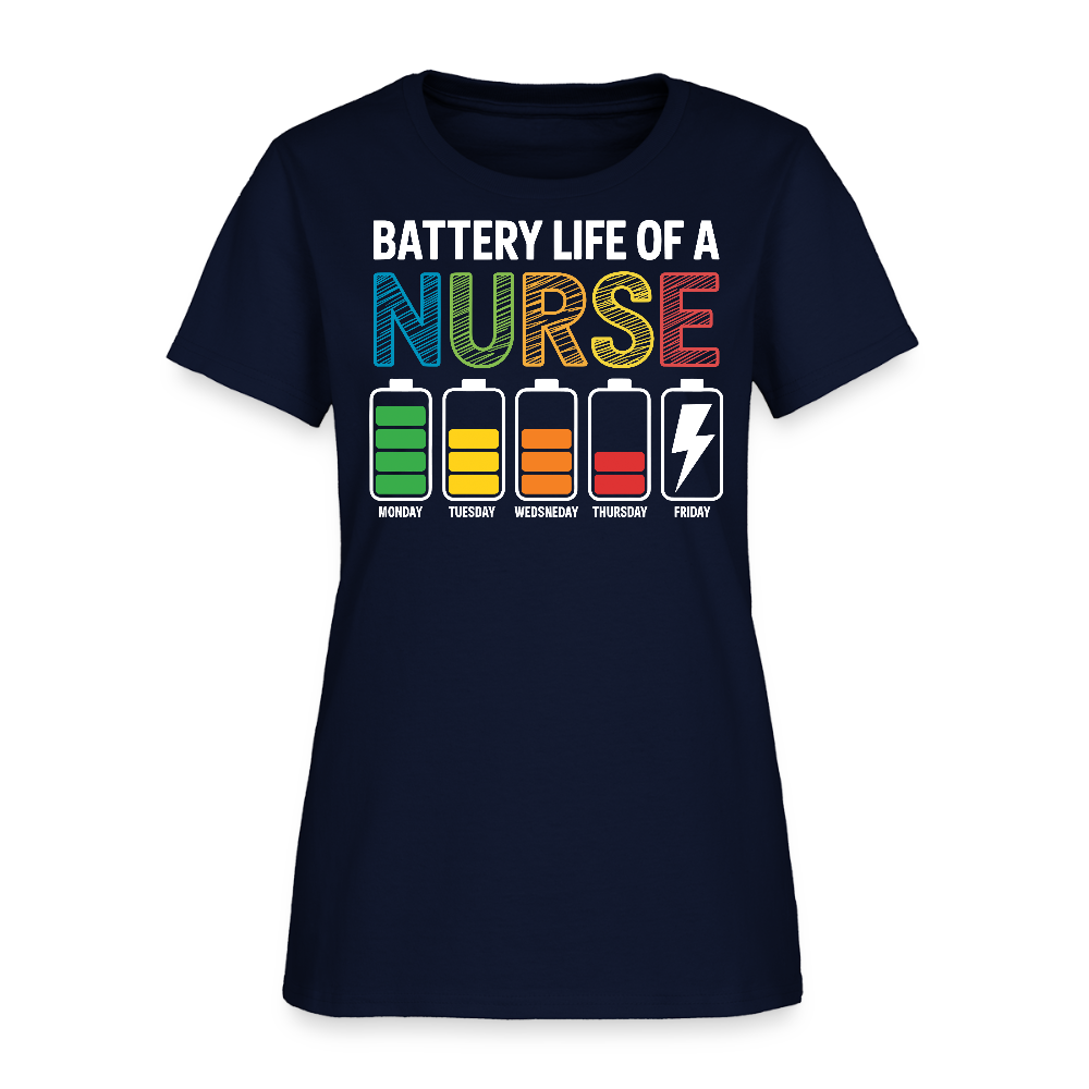 Battery Life Of A Nurse Gift For Healthcare Heroes T-Shirt - navy