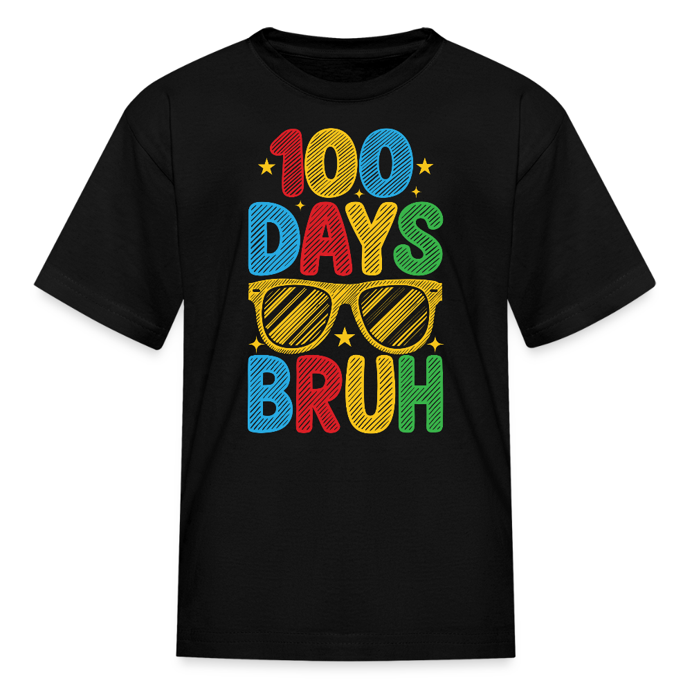 100 Days Of School Shirt For Kids Colorful 100 Days Bruh T-shirt - black