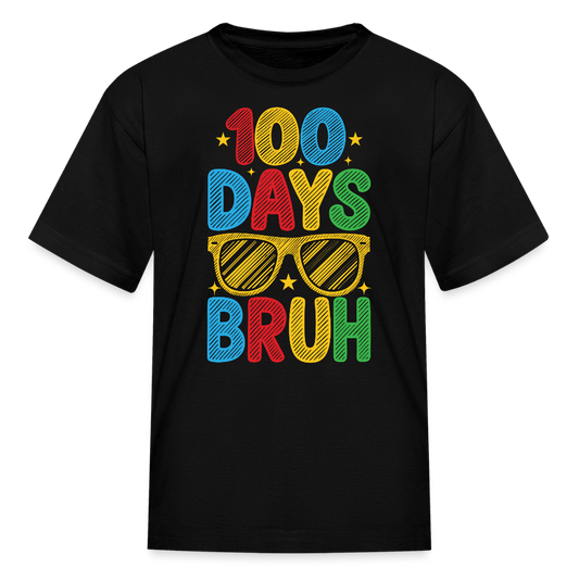 100 Days Of School Shirt For Kids Colorful 100 Days Bruh T-shirt - black
