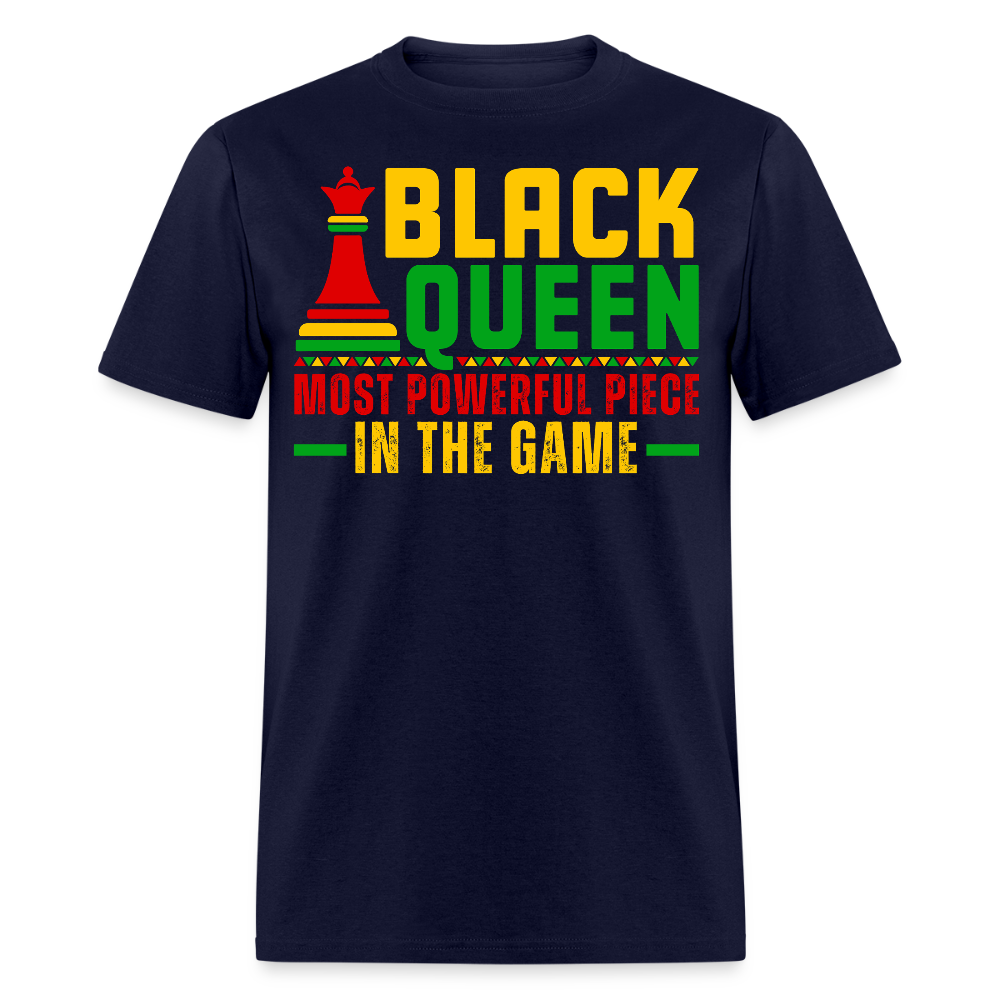 Black Queen Empowerment Chess T-shirt - navy