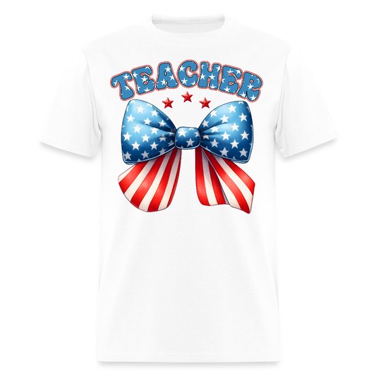 Red White Blue Teacher T-Shirt - white
