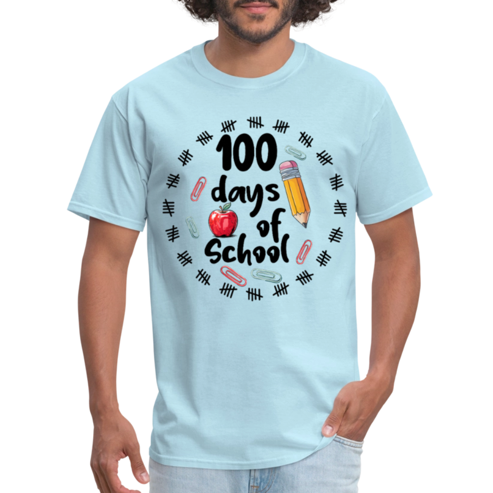 100 Days of School Shirt For Teachers Dino 100th Oay Of School T-shirt - powder blue