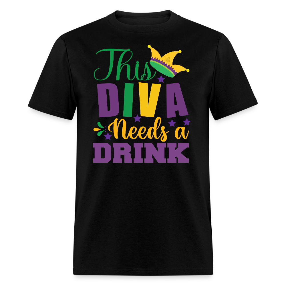 Mardi Gras Diva Drinking Shirt For Women Funny New Orleans T-shirt - black