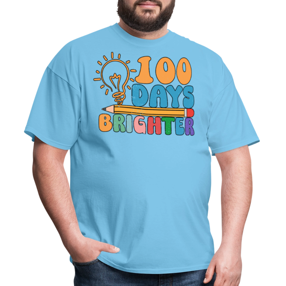 100 Days Brighter Shirt for Teachers Fun School Milestone T-Shirt - aquatic blue