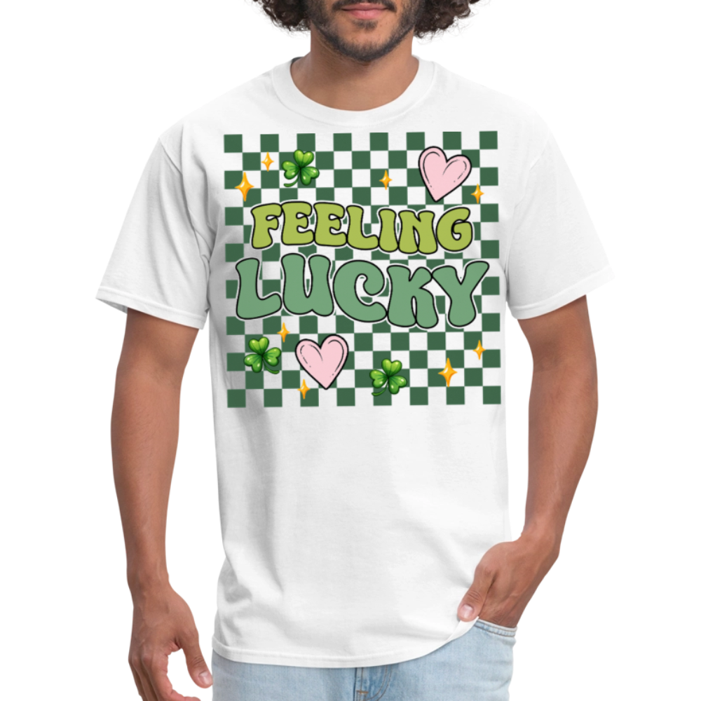 Feeling Lucky Aesthetic St Patrick’s Day T-shirt - white