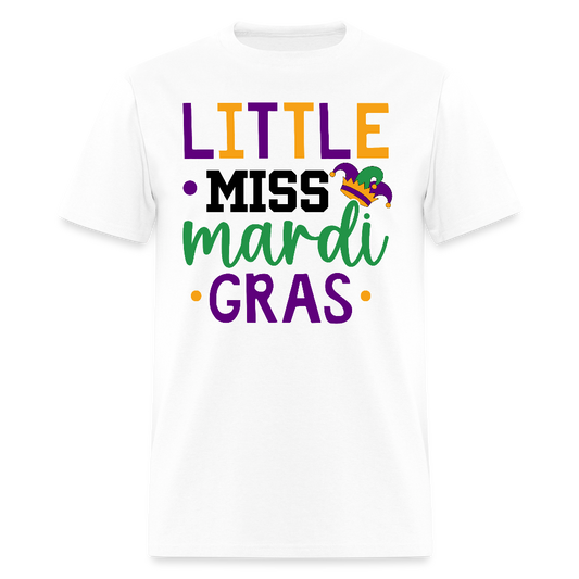 Cute Little Miss Mardi Gras Shirt For Girls Funny Mardi Gras T-shirt - white