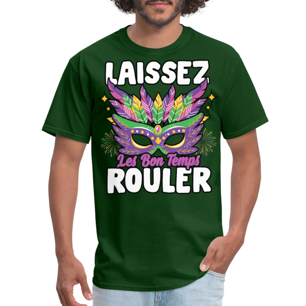 Mardi Gras Party Tee Laissez Les Bon Temps Roule T-shirt - forest green