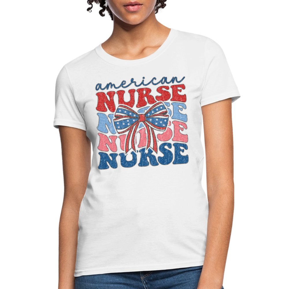 American Nurse Retro Fourth Of July Nurses T-Shirt - white