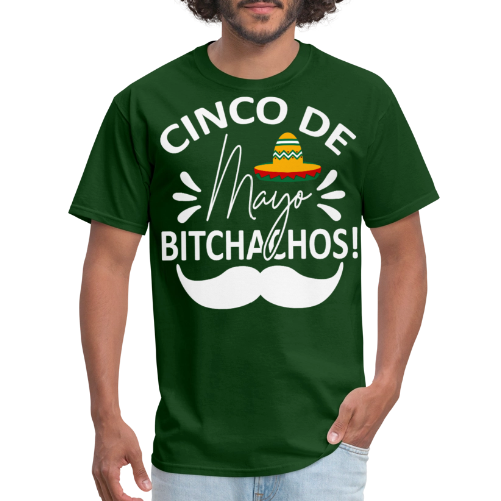 Cinco de Mayo Drinking Shirt with Mustache Funny Fiesta T-shirt - forest green