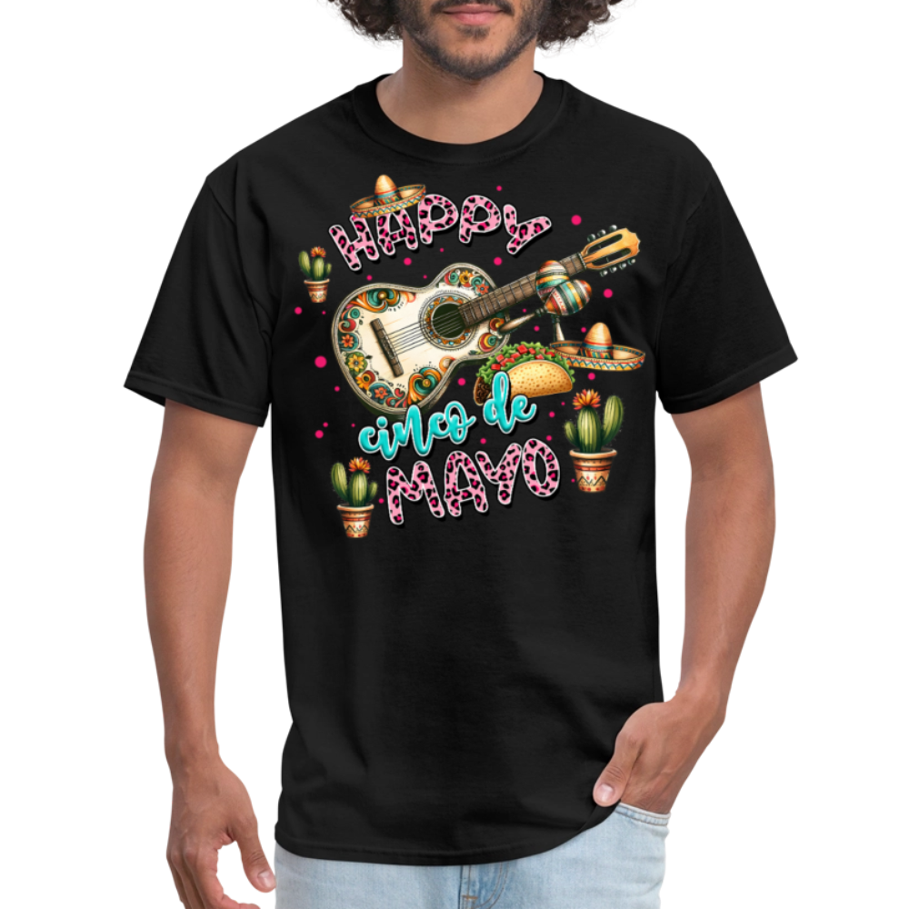 Cinco de Mayo Festive Shirt Mexican Culture Party Tee With Guitar And Sombrero T-shirt - black