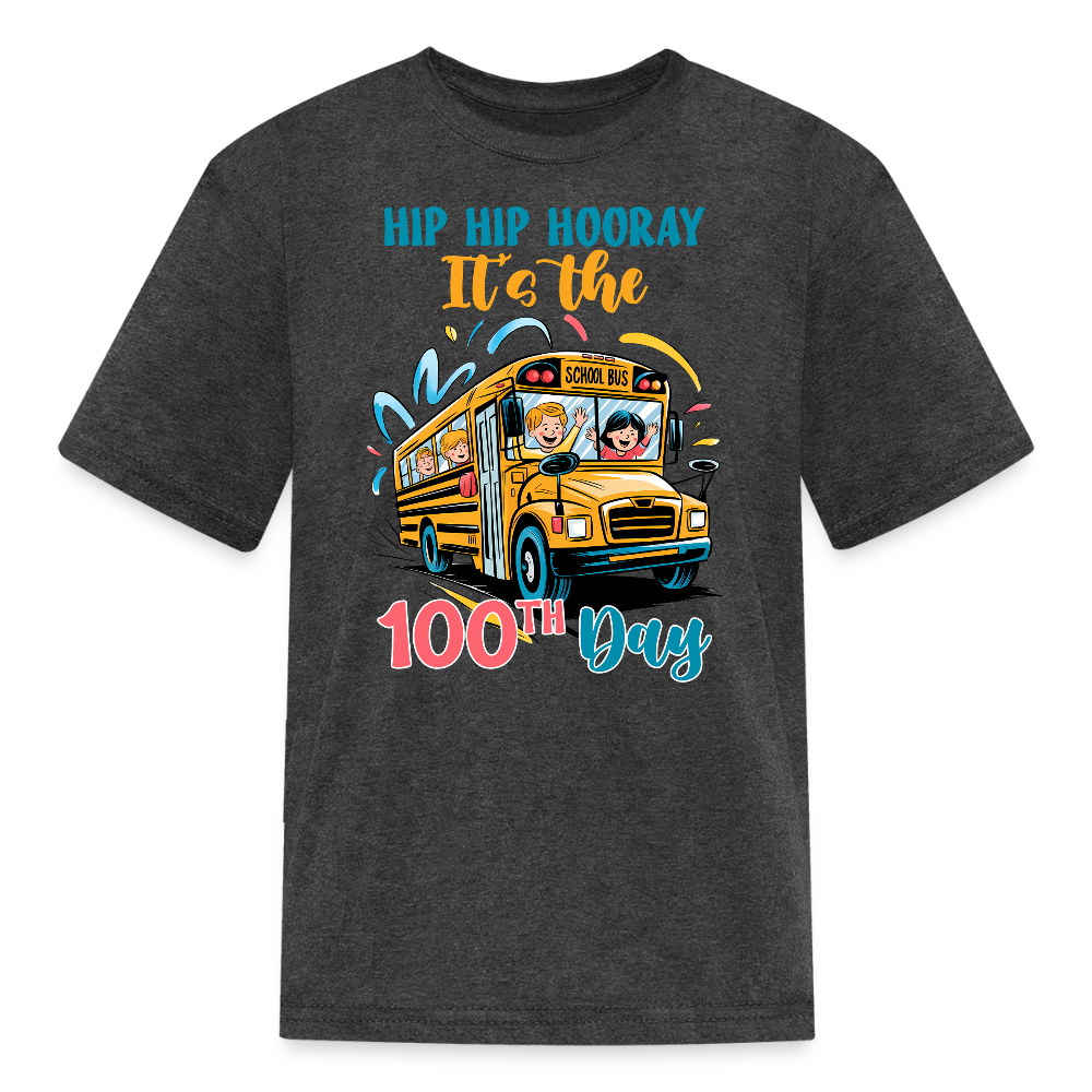 Hip Hip Hooray 100 Days of School Kids T-shirt - heather black