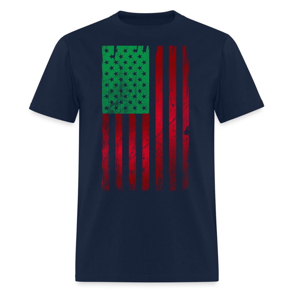 Pan African American Flag Juneteenth Pride T-Shirt - navy