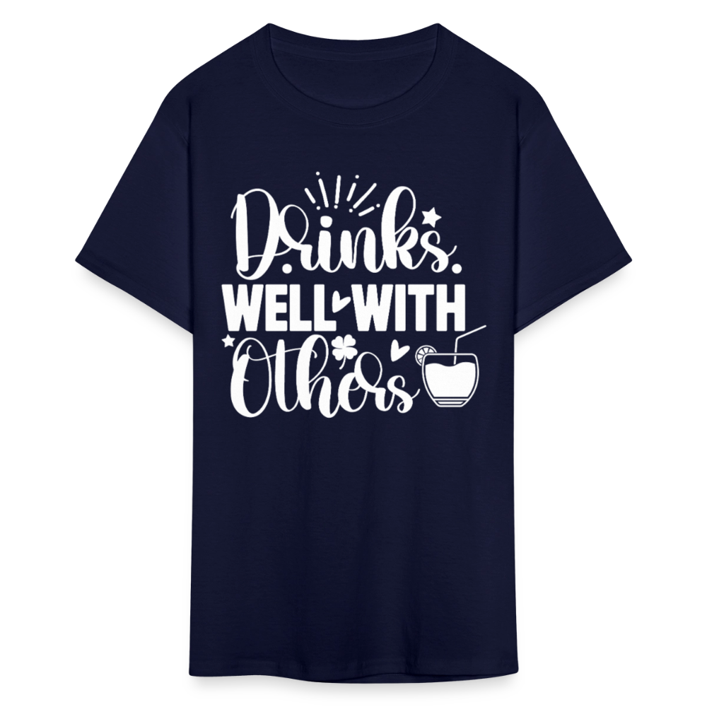 Drinks Well with Others St. Patrick’s Day Drinking Shirt - navy