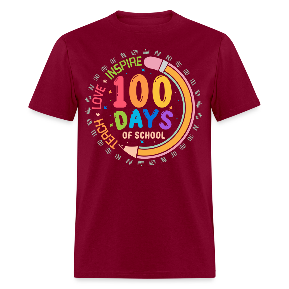 100th Days Of School Shirt For Teachers School Milestone Celebration T-shirt - burgundy