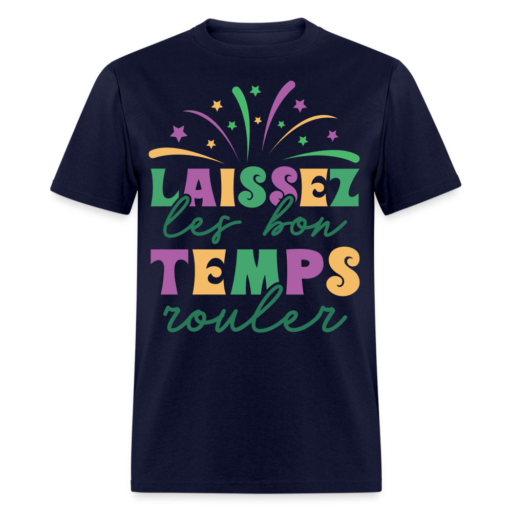 Funny New Orleans Festival Tee Laissez les Bons Temps Rouler T-shirt - navy