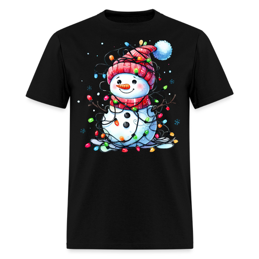 Christmas Themed Snowman T-Shirt - black