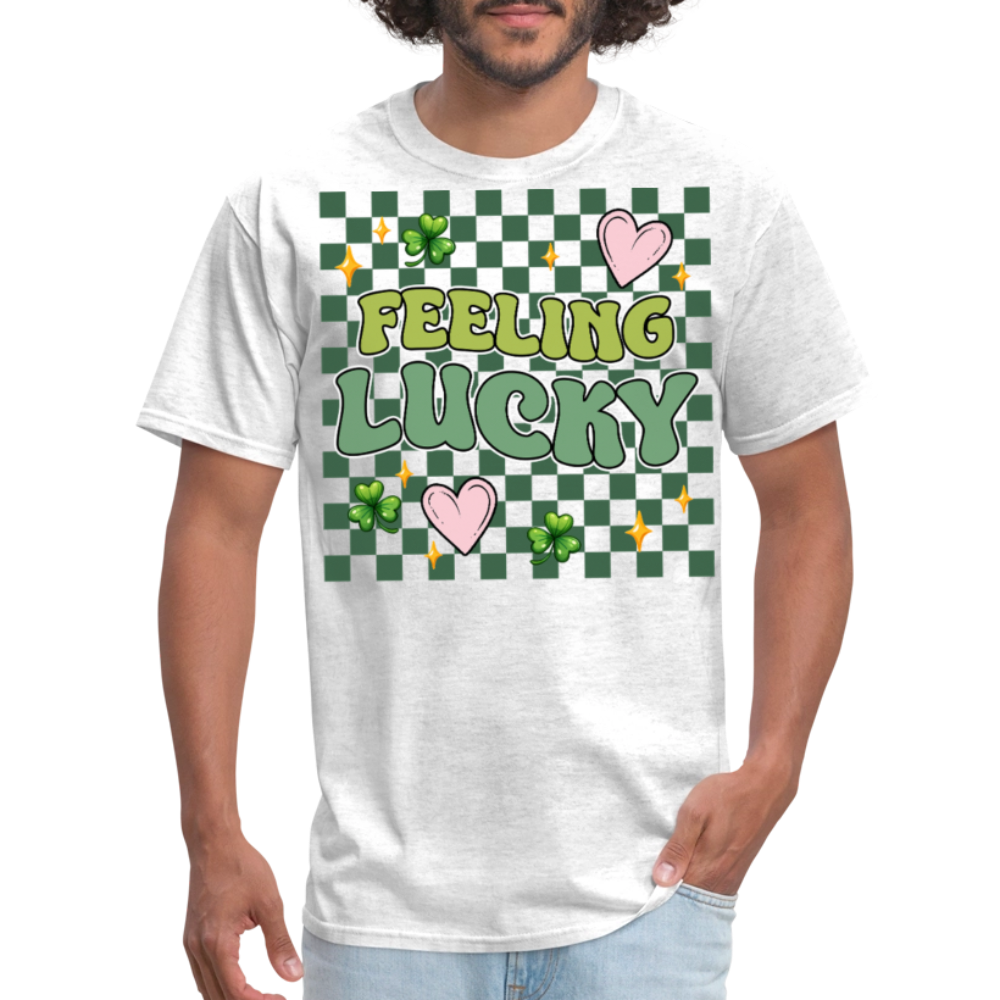 Feeling Lucky Aesthetic St Patrick’s Day T-shirt - light heather gray