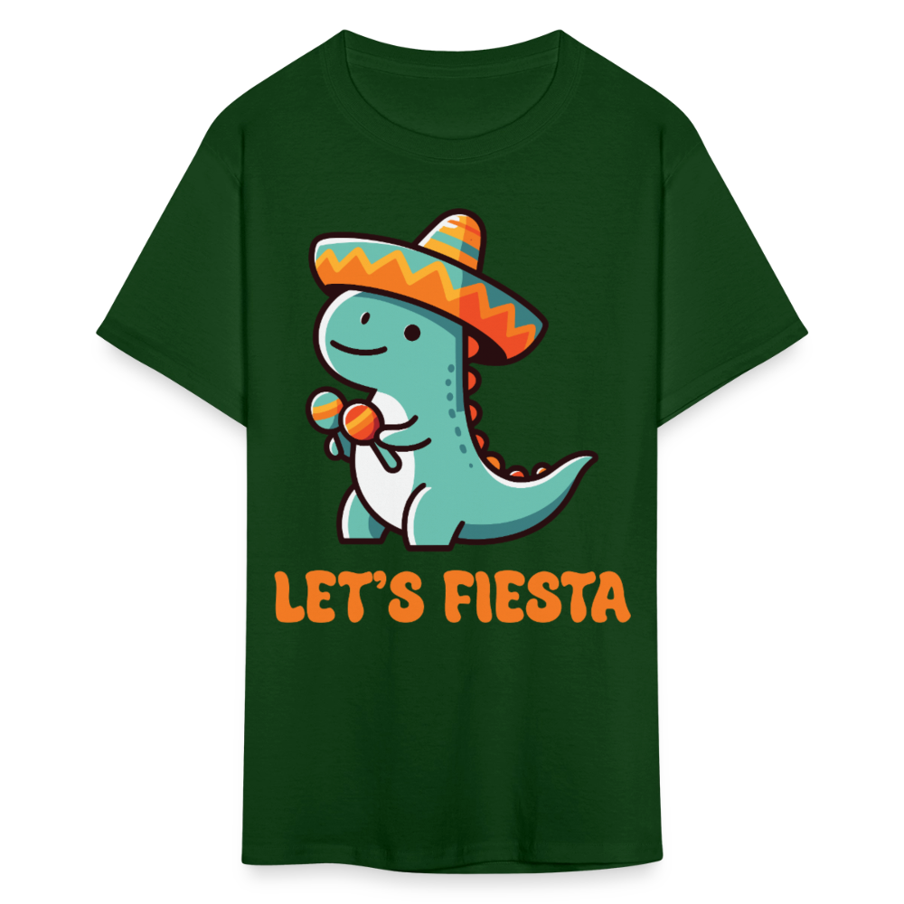 Cute Dinosaur Fiesta Tee For Party Lovers Let's Fiesta T-shirt - forest green