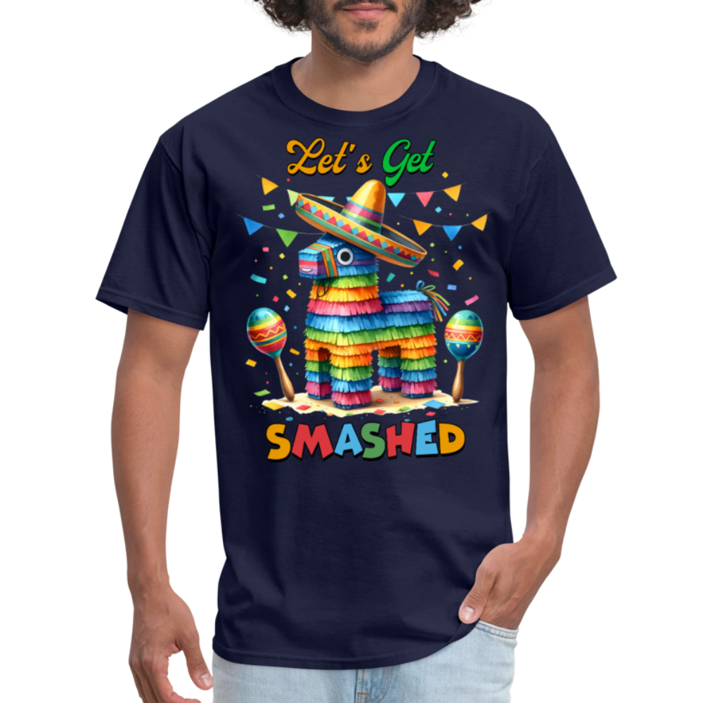 Funny Cinco De Mayo Party Shirt Let's Get Smashed Piñata T-shirt - navy