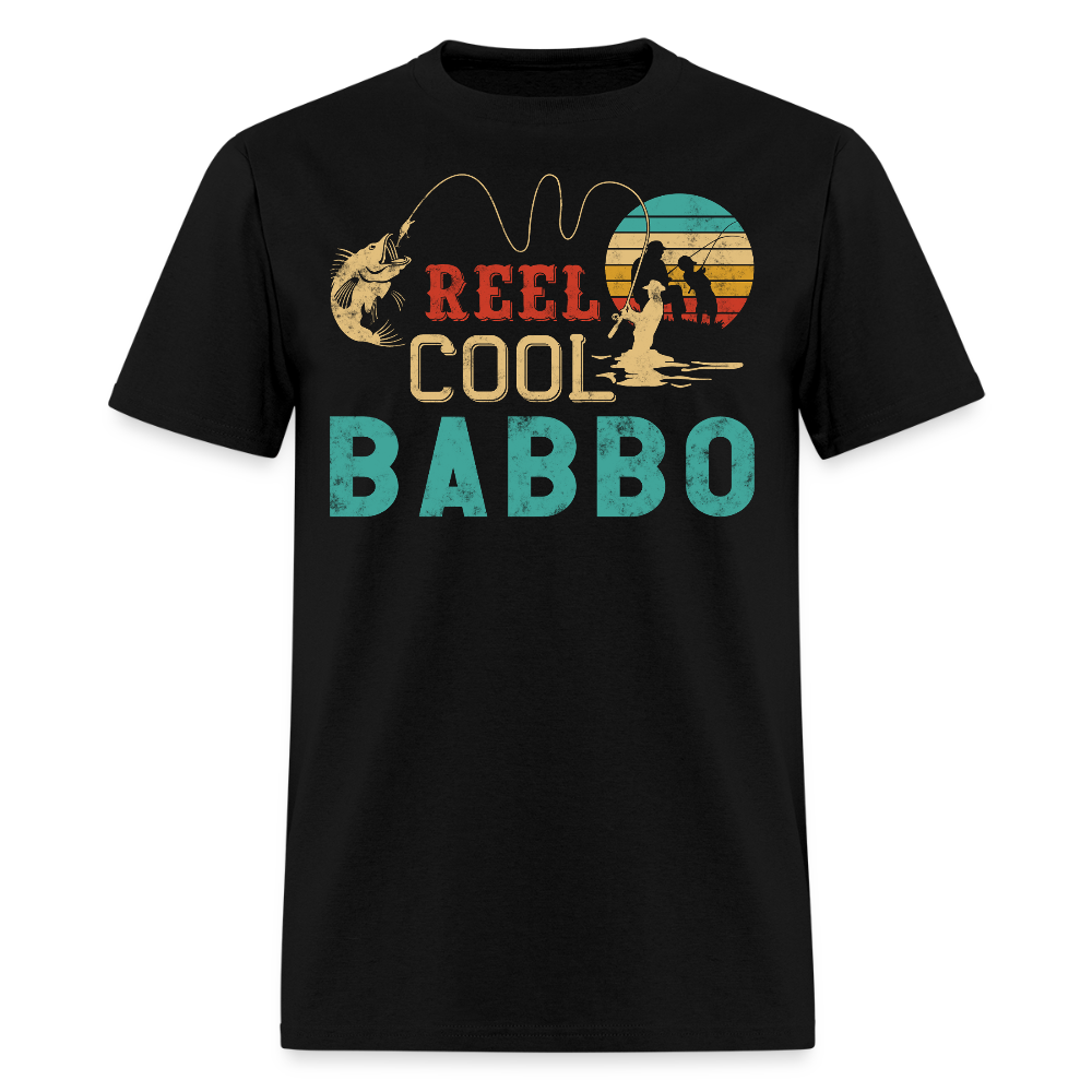 Reel Cool Babbo Italian Fisherman Father T-Shirt - black