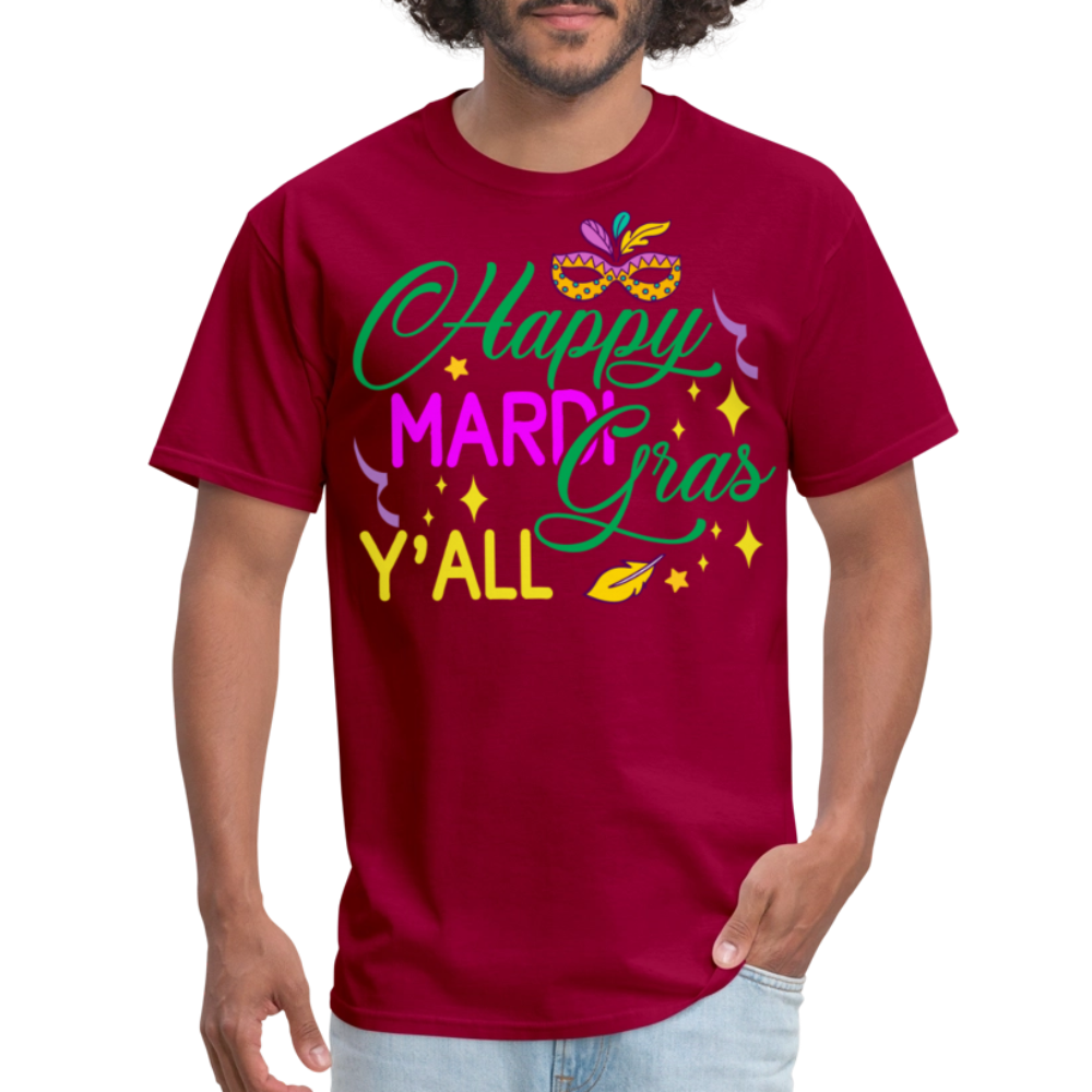 Louisiana Carnival Celebration Tee Happy Mardi Gras Y'all T-shirt - dark red