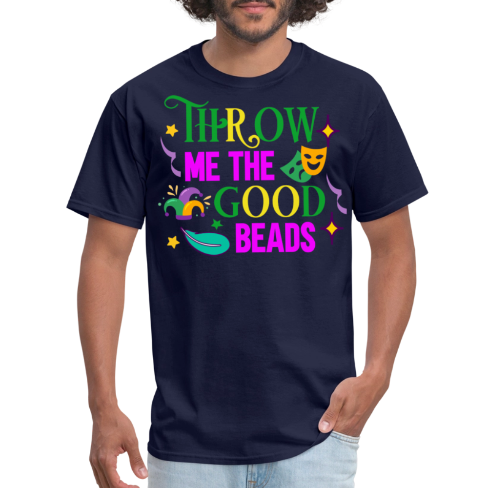 Throw Me The Beads Mardi Gras Unisex T-Shirt - navy